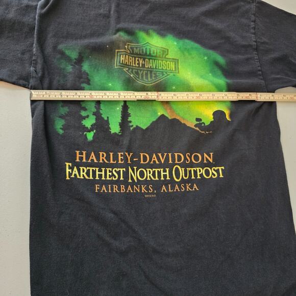 Harley Davidson Fairbanks Alaska 2012 T-Shirt Men's M Black Multi-Color Graphics - Picture 12 of 14